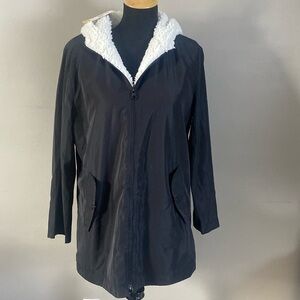 Linda Anderson Sherpa Lined Rain Coat Black Sz M NWT